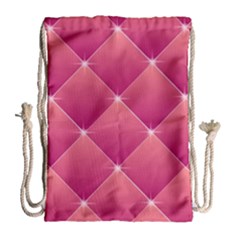 Pink Background Geometric Design Drawstring Bag (large)