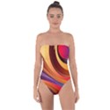 Abstract Colorful Background Wavy Tie Back One Piece Swimsuit View1