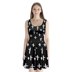 White Cross Split Back Mini Dress 