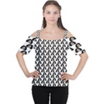 Angry Girl Pattern Cutout Shoulder Tee