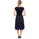 Black And White Grid Pattern Cap Sleeve Front Wrap Midi Dress View2