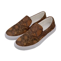Background Steampunk Gears Grunge Women s Canvas Slip Ons