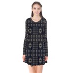 Dark Ethnic Stars Motif Pattern Flare Dress