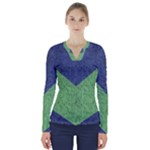 Arrow Texture Background Pattern V-Neck Long Sleeve Top