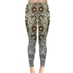 Black & Gray Vintage Floral Geometric Prints Leggings Clone
