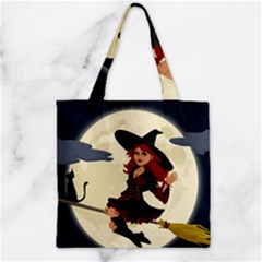 Witch Witchcraft Broomstick Broom Zipper Grocery Tote Bag