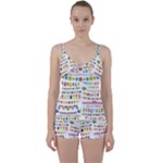 Owl Pattern Tie Front Two Piece Tankini