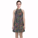 Trees Internet Multicolor Psychedelic Reddit Detailed Colors Velvet Halter Neckline Dress 