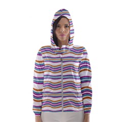 Colorful Wavy Stripes Pattern 7200 Hooded Wind Breaker (women)