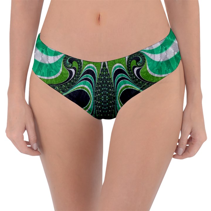 Fractal Art Green Pattern Design Reversible Classic Bikini Bottoms