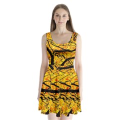 Golden Vein Split Back Mini Dress 