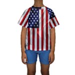American Usa Flag Vertical Kids  Short Sleeve Swimwear