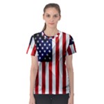 American Usa Flag Vertical Women s Sport Mesh Tee