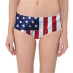 American Usa Flag Vertical Mid-Waist Bikini Bottoms