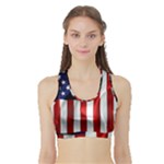American Usa Flag Vertical Sports Bra with Border