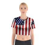 American Usa Flag Vertical Cotton Crop Top