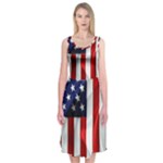 American Usa Flag Vertical Midi Sleeveless Dress