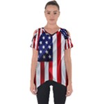 American Usa Flag Vertical Cut Out Side Drop Tee