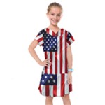 American Usa Flag Vertical Kids  Drop Waist Dress