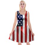 American Usa Flag Vertical Reversible Velvet Sleeveless Dress