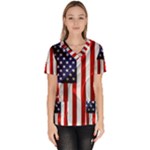 American Usa Flag Vertical Scrub Top
