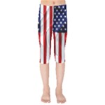 American Usa Flag Vertical Kids  Capri Leggings 
