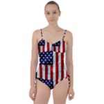 American Usa Flag Vertical Sweetheart Tankini Set
