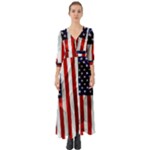 American Usa Flag Vertical Button Up Boho Maxi Dress