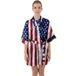 American Usa Flag Vertical Quarter Sleeve Kimono Robe