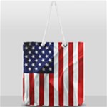 American Usa Flag Vertical Full Print Rope Handle Tote (Large)