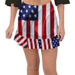 American Usa Flag Vertical Fishtail Mini Chiffon Skirt