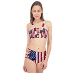 American Usa Flag Vertical Cage Up Bikini Set