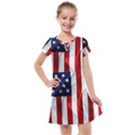 American Usa Flag Vertical Kids  Cross Web Dress