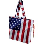 American Usa Flag Vertical Drawstring Tote Bag