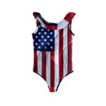 American Usa Flag Vertical Kids  Frill Swimsuit