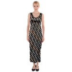 Rattan Wood Background Pattern Fitted Maxi Dress