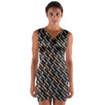 Rattan Wood Background Pattern Wrap Front Bodycon Dress