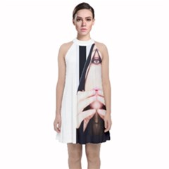 Designed By Revolution Child ,psycho   Velvet Halter Neckline Dress 