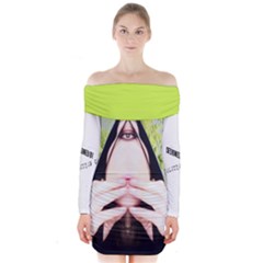 Yellow1 Long Sleeve Off Shoulder Dress