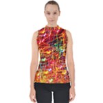 Random Colored Light Swirls Mock Neck Shell Top
