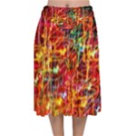 Random Colored Light Swirls Velvet Flared Midi Skirt