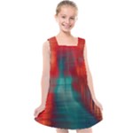 Green_Red Lines Kids  Cross Back Dress