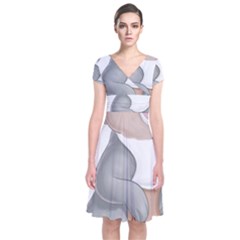 Bear Short Sleeve Front Wrap Dress