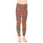 Light Coral & Green Autumn Plants Print Kids  Legging