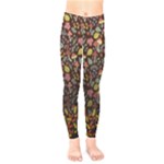 Dark Brown Autumn Leaves Prints Kids  Legging
