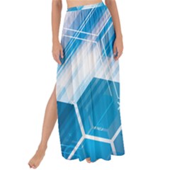 Hexagon Euclidean Vector Gradient Del  Blue Color Science And Technology Maxi Chiffon Tie-up Sarong
