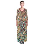 Dark Red Christmas Snowflakes Quarter Sleeve Maxi Dress