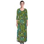 Green Xmas Tree with Snow Quarter Sleeve Maxi Dress