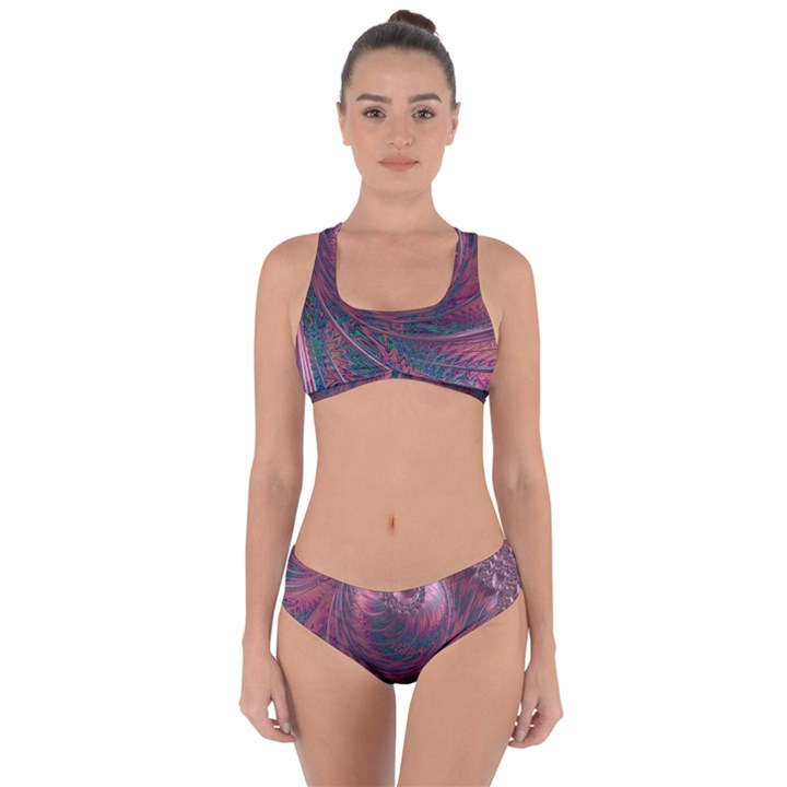 Fractal Artwork Digital Pattern Criss Cross Bikini Set