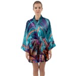 Feather Fractal Artistic Design Long Sleeve Kimono Robe